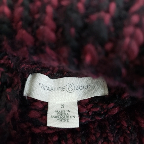 Treasure & Bond Burgundy Fair Isle Wool Blend Turtleneck Women's Sweater Size S - Picture 2 of 5